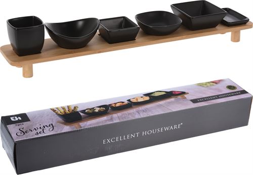 210000830 CONJUNTO APERITIVOS CERAMICA E BAMBOO