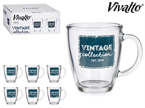 CANECA DE VIDRO 320ML VINTAGE