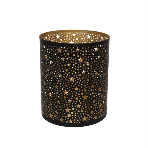 69774 PORTAVELA PRETO/DOURADO 15.00 X 15.00 X 18.00 CM