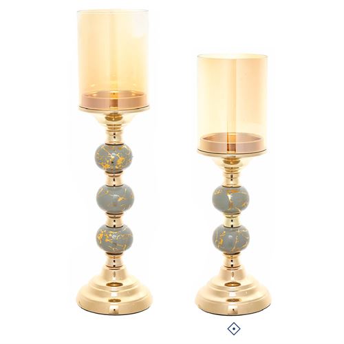 78926 CASTIÇAL DECORATIVO EM METAL E VIDRO C 11,50 L 11,50 A 35,00