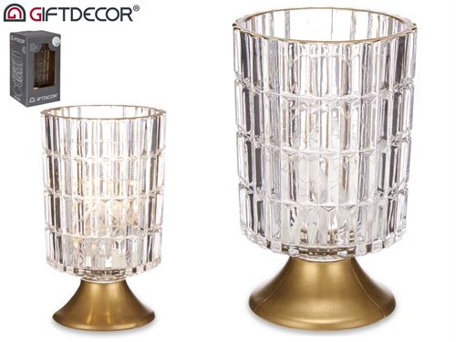 78082 CASTIÇAL VIDRO LED 10,5X18CM
