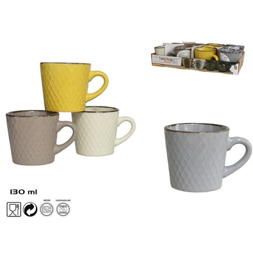 100647 CANECA 130ML SOUTH 4 SORTIDOS GRES