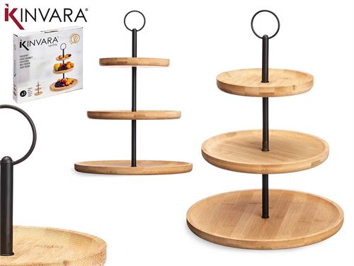 92281 FRUTEIRO 3 ANDARES BAMBU METAL 25X25X37CM