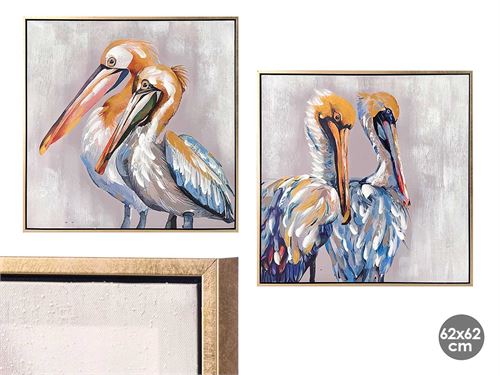 93873 QUADRO MOLDURA DOURADA PELICANO SORT 2 62X62CM