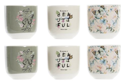 PC-194183 CAFÉ SET 6 PORCELANA 20,5X14X6,5 120ML BORBOLETA