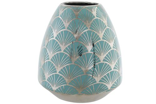 LD-182509 JARRON PORCELANA 16X16X18 CROMADO TURQUESA