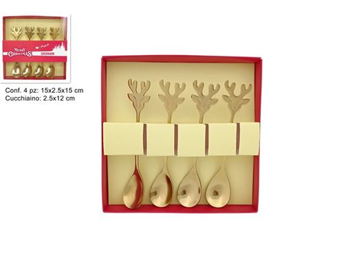 377742 COLHERES NATAL 4PÇS DOURADO