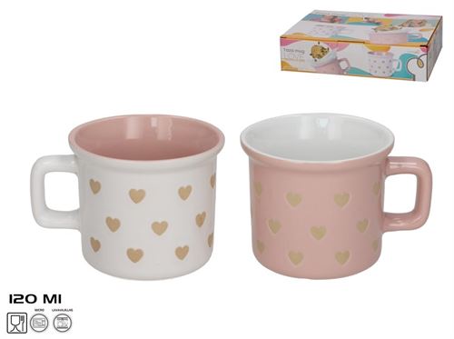 379944 CANECA GRES 120ML LOVE 2 SORT.
