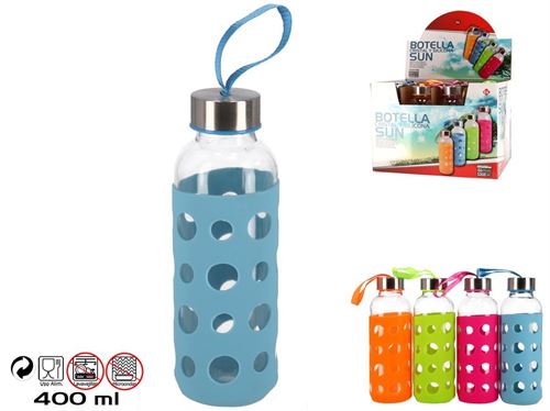 937993 GARRAFA VIDRO COM SILICONE 400ML