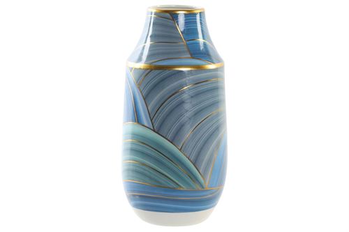 JR-190239 JARRA CERAMICA 15X15X30 ONDAS AZUL