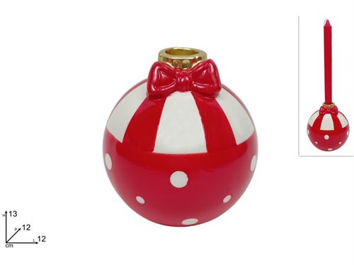 366159 CASTIÇAL BOLA CERAMICA 12CM