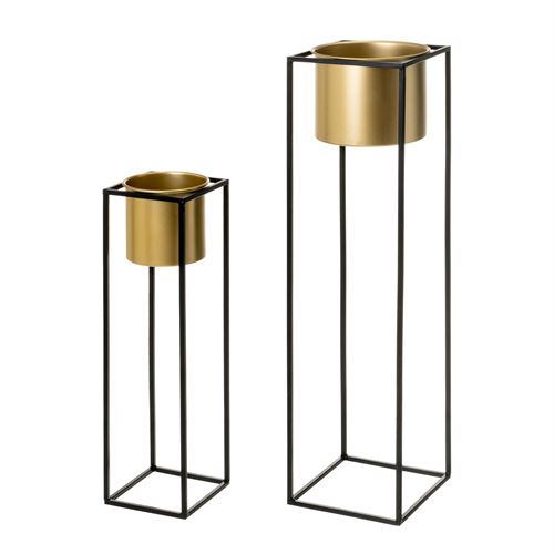 803924 VASOS METAL DORADO 20 X 20 X 76 CM SET2