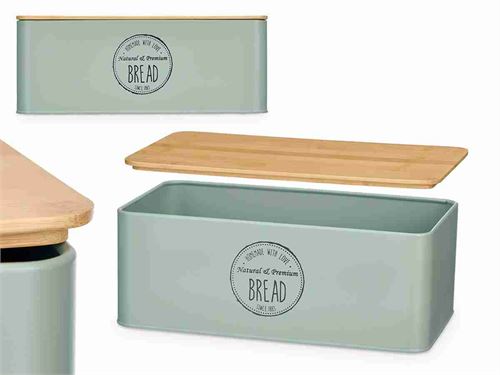 10890 CAIXA PARA PÃO VERDE MENTA TAMPA BAMBU