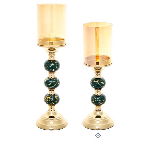 78921 CASTIÇAL DECORATIVO EM METAL E VIDRO C 11,50 L 11,50 A 35,00