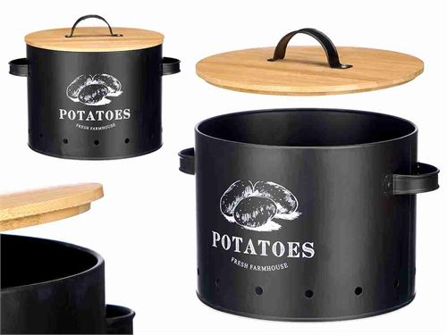 10892 CAIXA PARA BATATAS PRETA TAMPA BAMBU