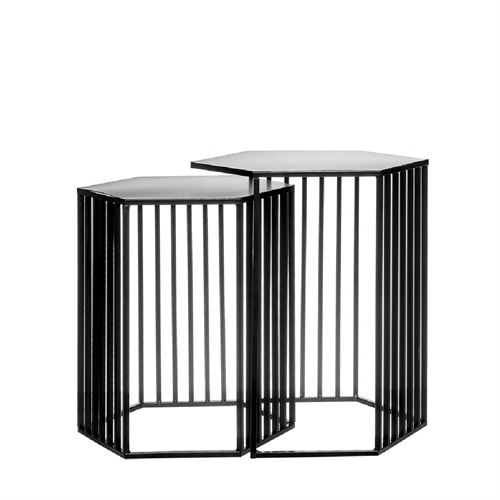 96672 CJTO. 2 MESAS HEXAGONAL - RISCADO PRETO C 45,00 L 0,00 A 50,00
