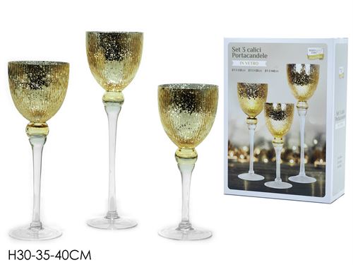 422500 CASTIÇAL VIDRO SET3 OURO