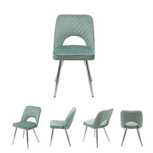12659694 CADEIRA VERDE ÁGUA PÉS CROMADOS 45X58X80CM