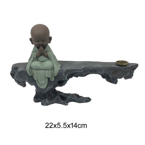 FD-190717 FIGURA RESINA 22X5,5X14 ROCK MONK MENTA VERDE