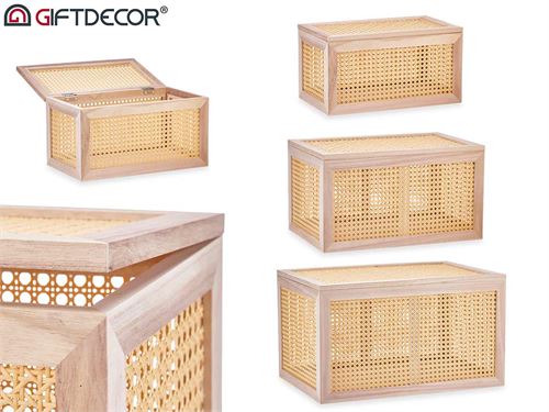 93288 SET 3 BAUS RATTAN 39 x 57 x 33 cm.