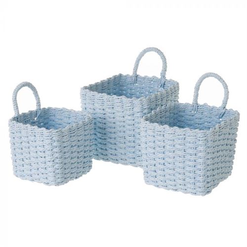 SET 3 CESTA PAPEL AZUL 20X20X18CM