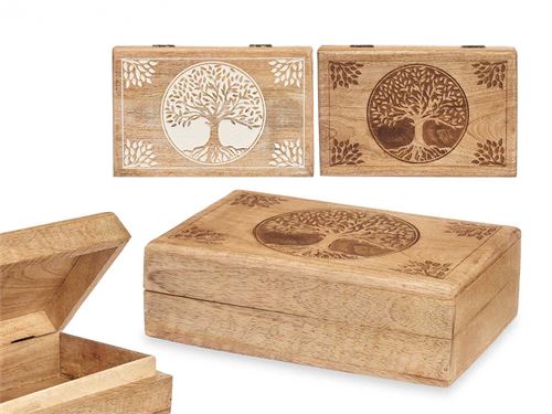 91884 CAIXA RECTANGULAR MDF ARVORE DA VIDA 21X13X6
