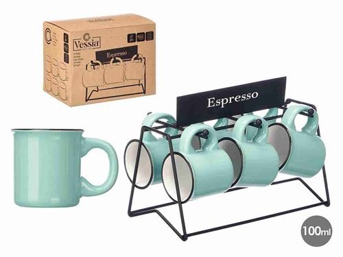 10964 CHAVENA CAFE CERAMICA COM SUPORTE VERDE MENTA 100ML