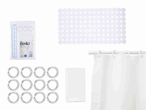 89386 CORTINA PEVA COM TAPETE WC BRANCO