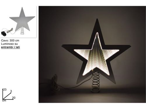 PONTA ESTRELA LUMINOSA 3D 23CM