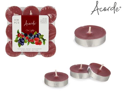 CONJ 18 VELAS TEA LIGHT FRUTOS VERMELHOS