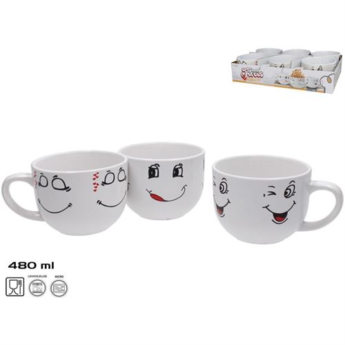 361376 ALMOÇDEIRA JUMBO FUNNY FACES 480ML 3 SORTIDOS GRES