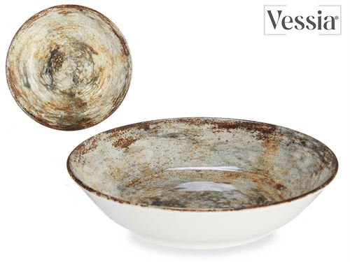 83763 PRATO PORCELANA FUNDO 21CM CASTANHO PEDRA