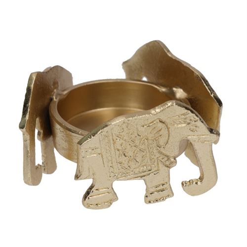 375304 PORTA VELA ELEFANTES 5X5X6CM OURO