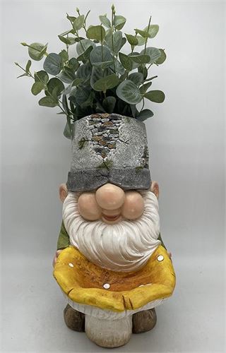 A70479 DUENDE JARDIM AMARELO VASO