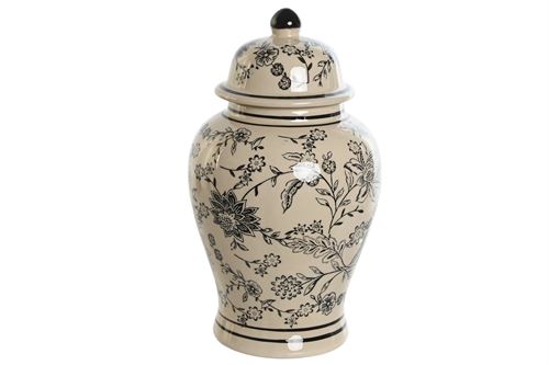 JR-206278 POTE CERAMICA BRANCO DESENHOS 13X13X23CM