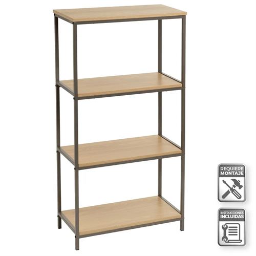 804987 ESTANTES PB-METAL NATURAL-CINZA 60 X 30 X 116 CM