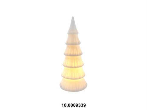 10.0009339 DEC. NATAL PORCELANA -PINHEIRO C/LUZ LED 9X8X21CM