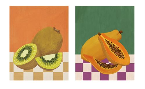 CU-218575 QUADRO TECIDO TELA MDF 26X2X33 FRUTA 2 MOD.