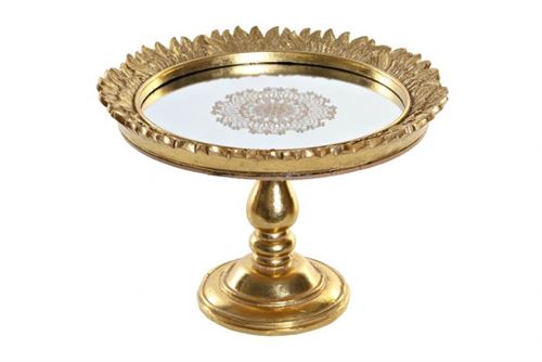 BANDEJA RESINA ESPELHO 23,5X23,5X16,5 DOURADO