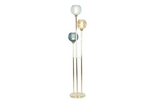 LA-207924 CANDEEIRO PÉ DE VIDRO/METAL 30X30X172 BOLAS DE OURO