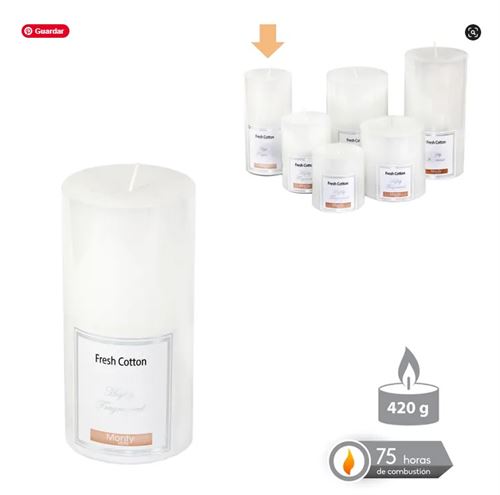 131003 VELA CILÍNDRICA PERFUMADA BRANCO 7 X 14 CM