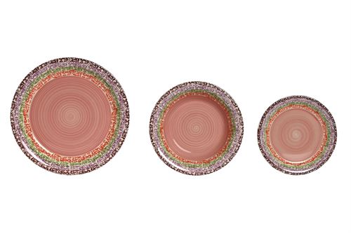 PC-212584 SERVIÇO SET 18 CERÂMICA 27X27X2CM ROSA