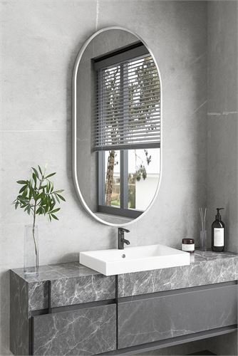 127034584 ESPELHO COM MOLDURA ALUMINIO PRATEADO 50X70CM