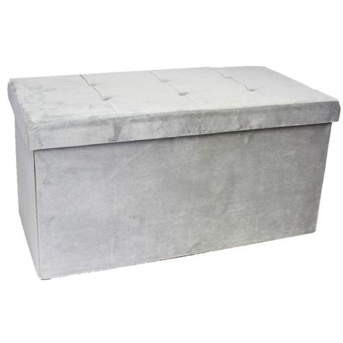 BANQUETA C/ARRUMAÇÃO VELUDO CINZA 76X38CM