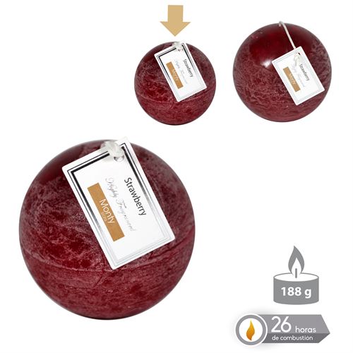 VELA BOLA PERFUMADA VERMELHO 7,5CM