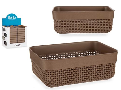 81661 CESTO PLASTICO MULTIUSOS RECTANGULAR CASTANHO