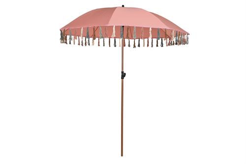 PARASOL POLIESTER ACO 180X180X190 FRANJAS CORAL