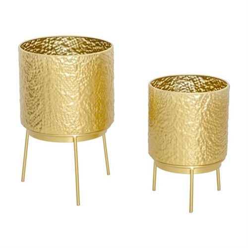 72509798 VASOS/2 DE METAL DOURADO 25*25*39/21*21*30CM