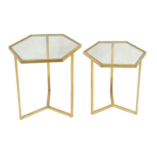072530661 MESAS/2 DE APOIO METAL DOURADO 51*44*51/45*39*45CM