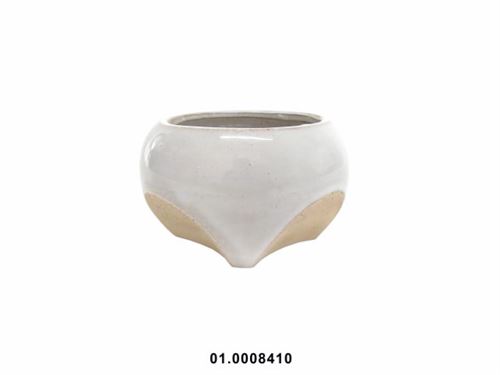 VASO CREME CERÂMICA GRÊS 13X10CM